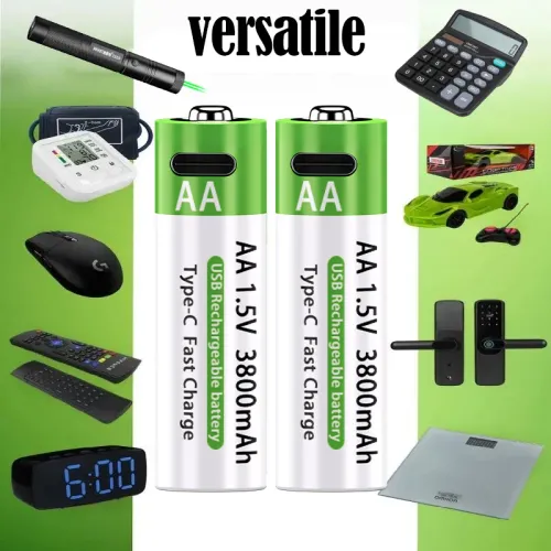 NEW 3800mAh 1.5V Lithium-ion AA USB Rechargeable Batteries with Data Cable and Storage Box