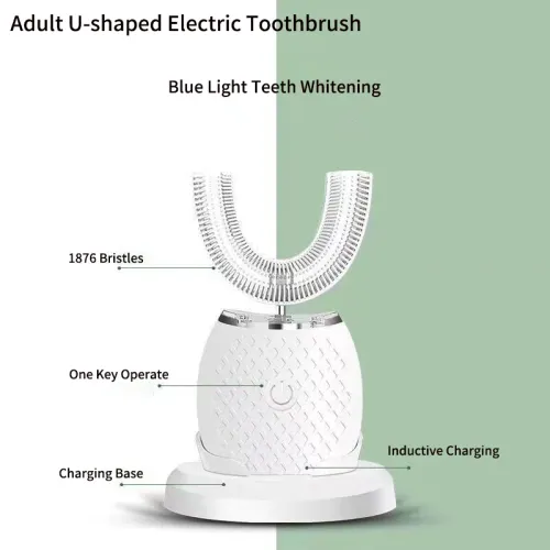 Electric Toothbrush for Adult Automatic USB Charge U-Shaped Sonic Wave Toothbrush 360 Degrees Intelligent Rechargeable Toothbrus