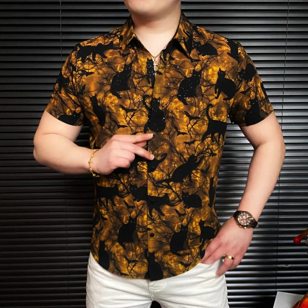 Men's yellow short-sleeved casual summer top