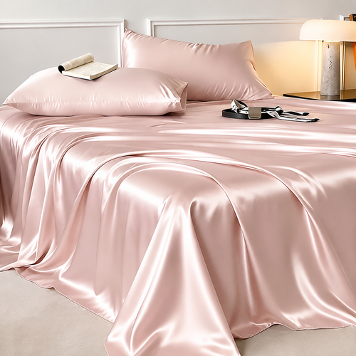 ✨ 3-Piece Ice Silk Bed Sheet Set (includes 1 flat sheet + 2 pillowcases) — Silky smooth, cool and breathable, with a stretchy, snug-fit design.