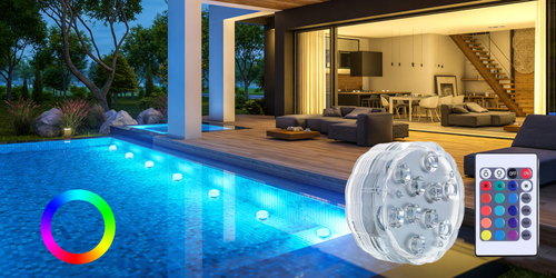 Submersible LED Pool Lights (Two LED Lights and one remote control）