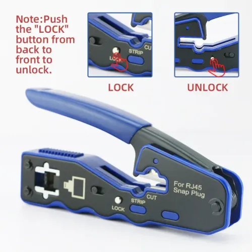 RJ45 Crimp Tool Ethernet Crimping Tool All-in-one Crimper for Cat6a Cat6 Stripping Crimping Tool with 8P8C Ethernet Connectors