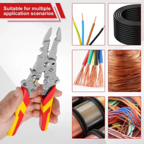 14 in 1 Multifunctional  Stripper Pliers Foldable Cable  Tool Ergonomic Electric Wire Cutting Splitting Crimping