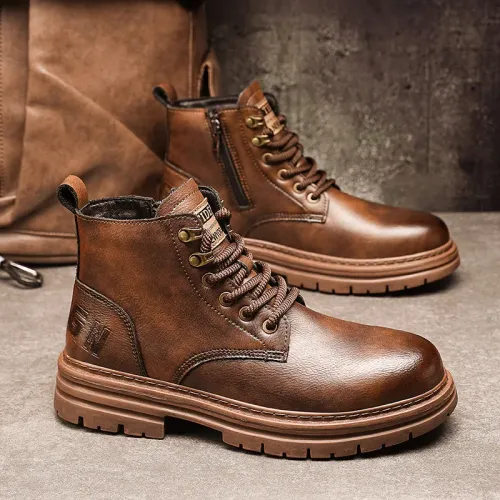 Men's shoes 2026 new trendy autumn and winter high top leather shoes American retro