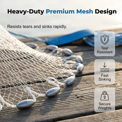 Easy-Throw Cast Net – Heavy-Duty Mesh, Rapid Sinking, Versatile 🌊
