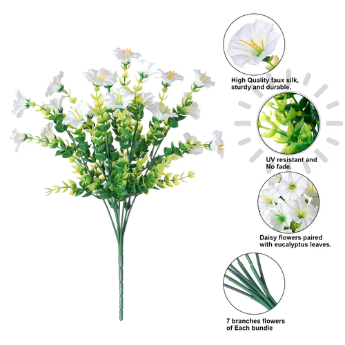 6pcs Artificial Flowers for Outdoors Decoration Silk Faux Flowers Uv Resistant Fake Plants for Garden Balcony Yard Porch Home Decor