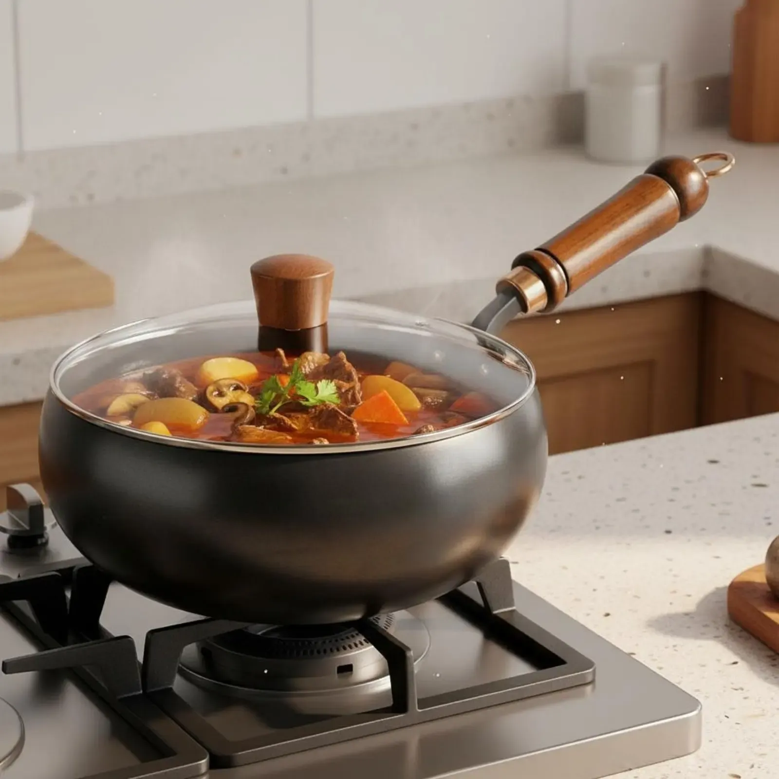 Made in Italy Traditional Iron Wok No Coating Chinese Iron Wok Deep Stir Fry Pan Large Capacity Professional Grade for Chefs