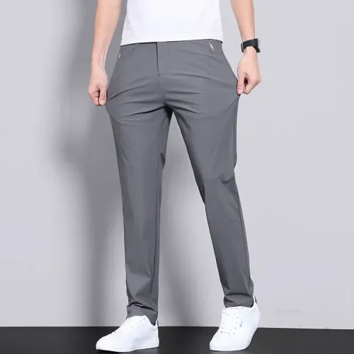 Ice silk pants men's summer ultra-thin mesh quick drying sports casual pants loose plus fat plus size air conditioning pants