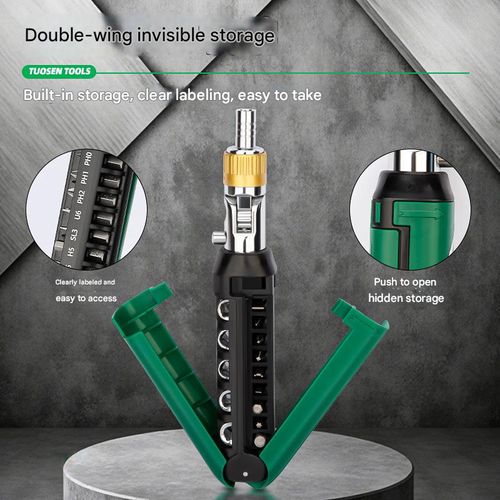 Multi angle and multifunctional ratchet screwdriver set, cross shaped hexagonal set, plum blossom screwdriver batch starter