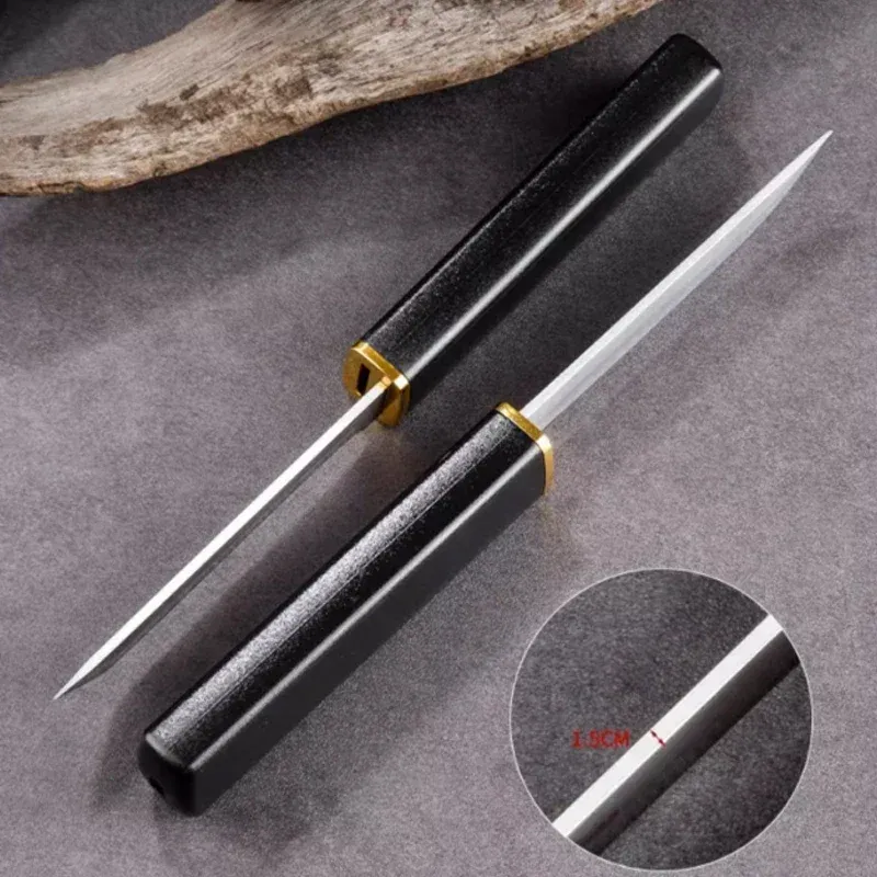 Outdoor stainless steel fruit knife, pocket knife with small straight blade, high hardness double-edged mother-and-child knife