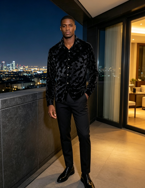 Luxury Leopard Print Men Long Sleeve Shirt