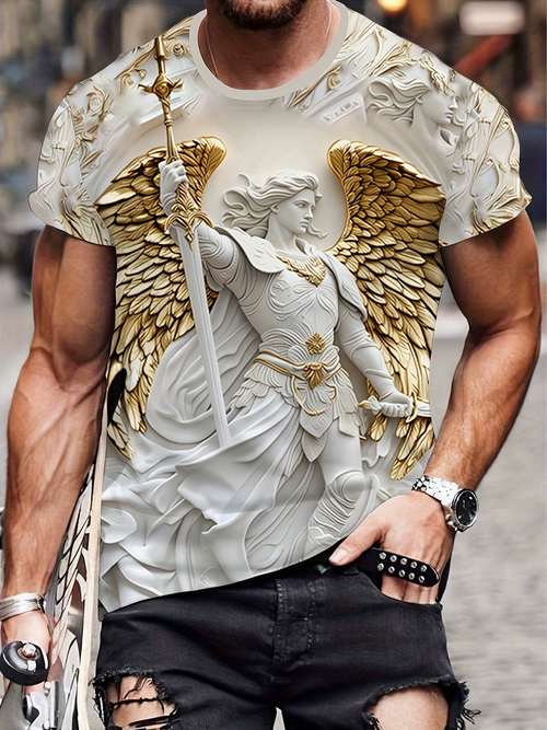 Men's 3D Jesus Print T-Shirt Short Sleeve Casual Crew Neck  T Shirt for Men New in Oversized Tee Shirt Tops