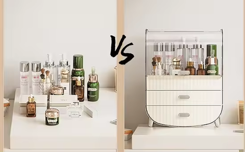 Lightweight Luxury Multifunctional Plastic Storage Rack Cosmetic Dressing Table Storage Box Lipstick Makeup Brush Skin Dust Table