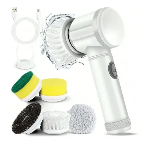 Cleaning Kit Electric Spin Scrubber Cordless Spin Scrubber with 5 Replaceable Brush Heads Electric Cleaning Brush Cleaning Tools