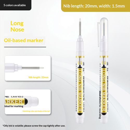 10PCS 20mm Long-Tip Marker for Tiles and Flooring – Oil-Based, Waterproof, Smudge-Resistant, Suitable for Deep-Hole Marking