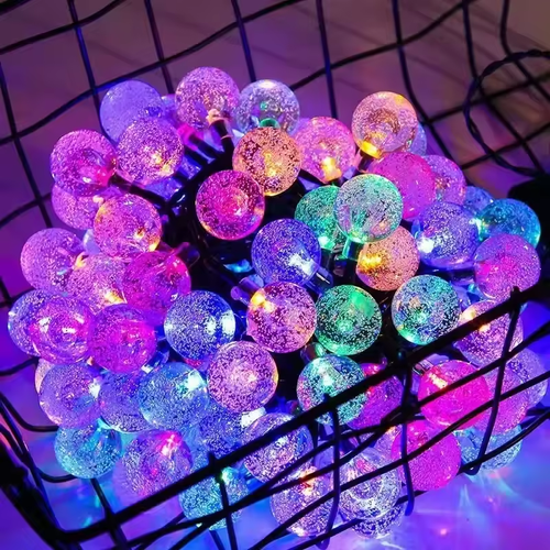 Solar LED Crystal Ball String Light Waterproof Fairy Lights Christmas Wedding Garland Garden Lawn Tree Outdoor Decoration