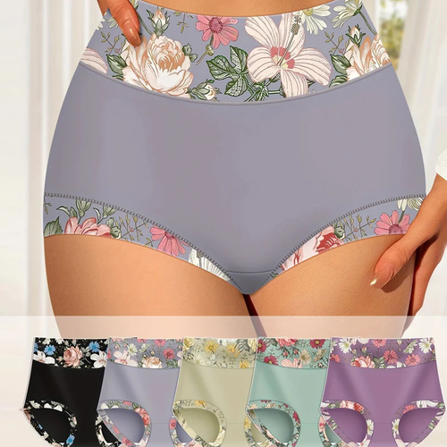 💃 Women's high-waisted panties with a floral print