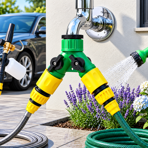 5pcs Y-Shaped Connectors Garden Three-way Faucet Hose Diverter Garden Hose Watering Fittings Adapter with Adjustable Switch Valve
