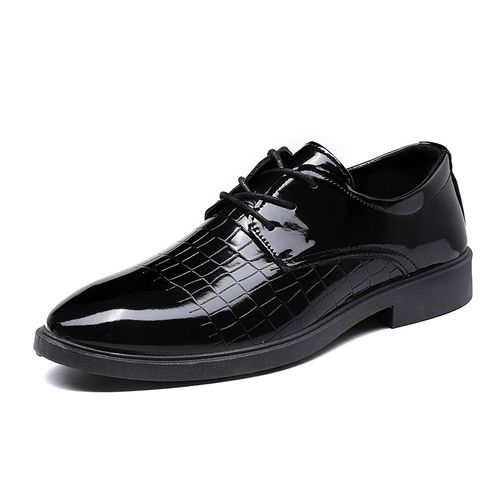 Premium Plus Size Men's Glossy Formal Dress Shoes, Versatile Business Casual Footwear
