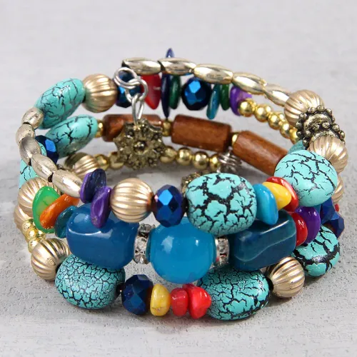 Bohemia Resin Beads Mixed Color Multilayer Bracelet Sets For Women Accessories Ocean Holiday Accessories
