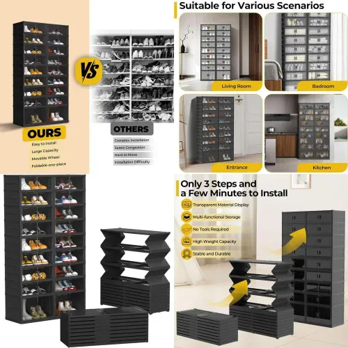 Six-Tier Shoe Cabinet Shoe Rack Organizer Living Room Shoe Storage Box Multilayer Large Capacity Plastic Multifunctional Shoe Cabinet Furniture