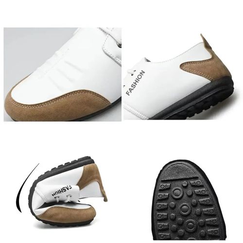 Flat shoes, casual leather shoes, men's white shoes, breathable and soft