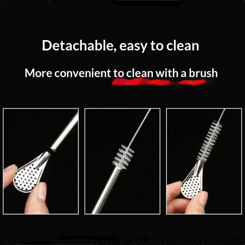10Pcs Detachable Bombilla Filter Straw Stainless Steel Reusable Yerba Mate Tea Spoon Straw Bar Accessories