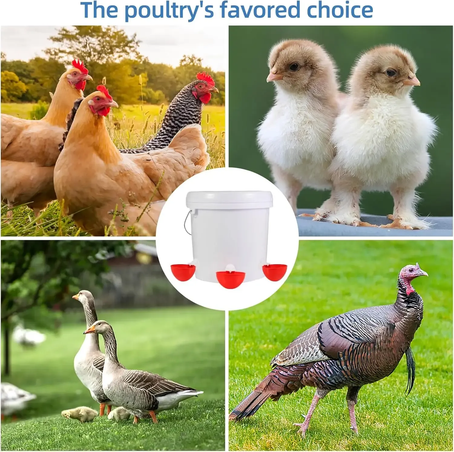 12-24 PCS Automatic Chicken Waterer Cups, (Bucket not included)Universal Tee Fittings Poultry Feeder Cups Suitable for Chicken, Duck, Goose, Turkey
