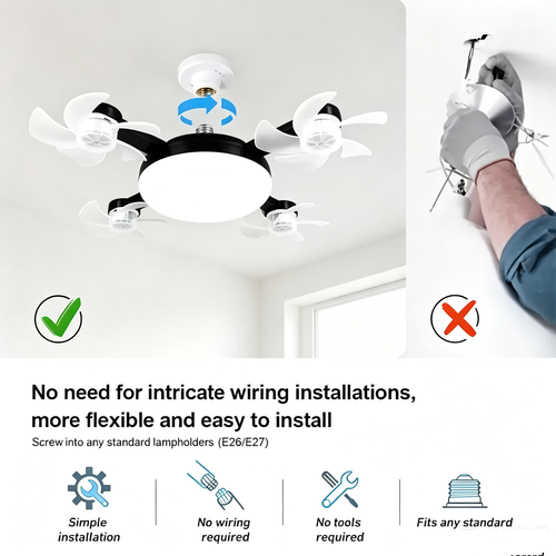2026 New Remote Control Unmanned Aerial Fan Light Bulb for Home Use