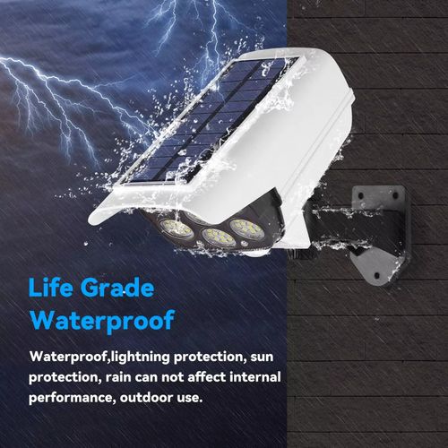 Solar-powered motion-sensing security light with human presence detection and simulated voice monitoring