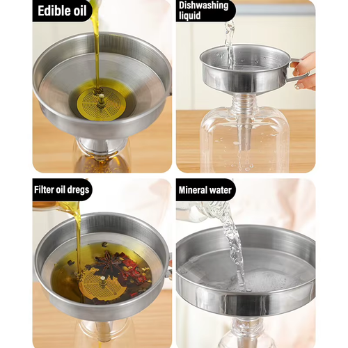 3-Piece Stainless Steel Funnel Set (includes a strainer to filter out oil residue)