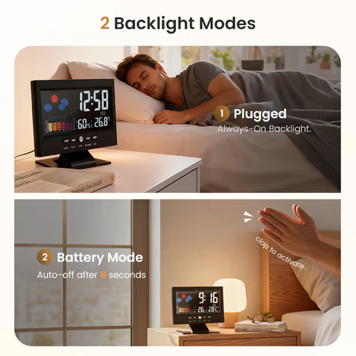 Digital LED Temperature Humidity Monitor Weather Forecast LED Table Alarm Clock