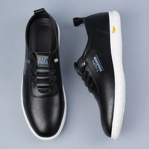 Men's Lightweight Comfortable Slip-On Driving Shoes Soft Bottom Breathable Leather Fashion Casual Shoes