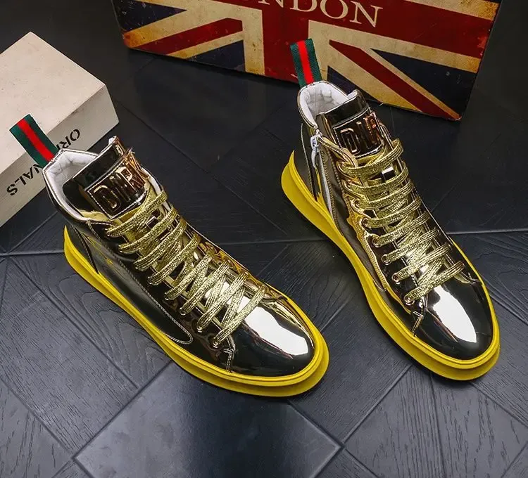 Fashionable High-Top Shoes Thick Bottom Casual Men's Footwear Spring Autumn New Style Korean Version All-Match Board Shoes