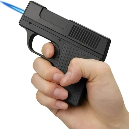 New pistol type windproof spray blue flame straight flame lighter