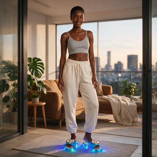 Fun LED-lit slippers (sandals with non-slip transparent soles)