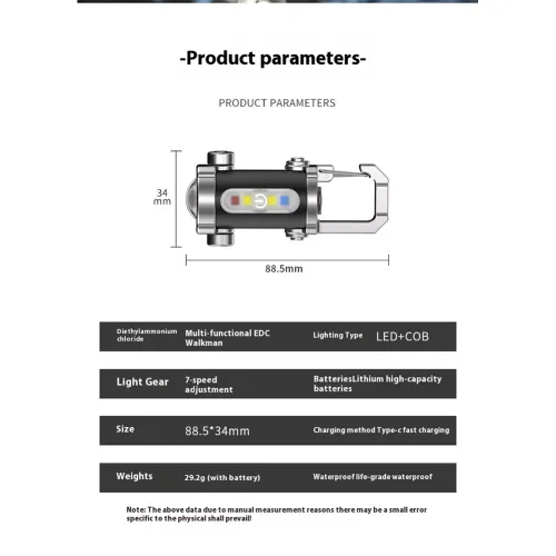 LED Keychain Flashlight Type-C USB Rechargeable Pocket Working Light Outdsie & Emergency Keyring Torch Ultralight Warn Light