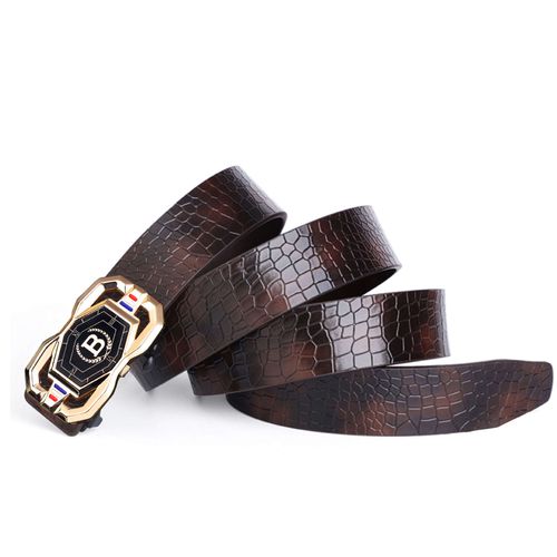 Official Odogwu Luxury B Designer Belt 100 Percent Pure Genuine Cowhide Leather Automatic Ratchet No Hole Buckle Premium Elite Edition 120cm