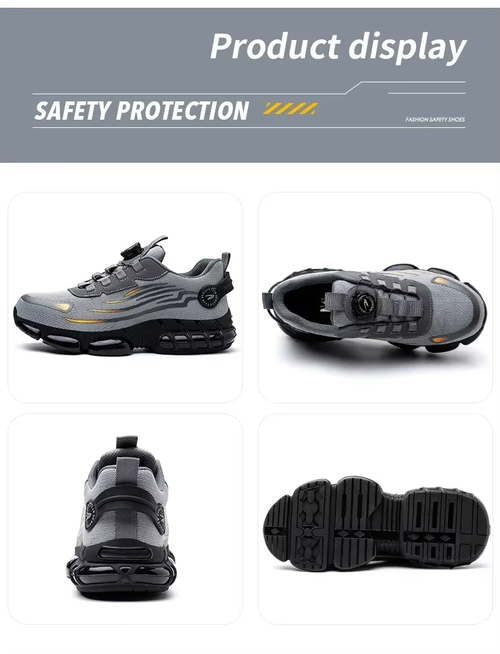 Rotating‑Button Safety Work Boots for Men