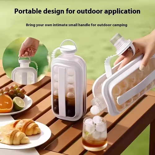 Portable Ice-Making Mold Pitcher Transparent Silicone Ice Cube Mold 2-In-1 Foldable Lce Making Water Bottle Tool Ice Tray