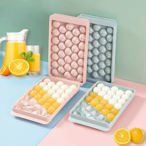 （Ice Cube Tray Set）Set of Two 33Cavity Ice Ball Molds RefrigeratorSpecific Ice Makers with LidsMini Round Ice Cube Trays Ideal for Cocktails and Whiskey