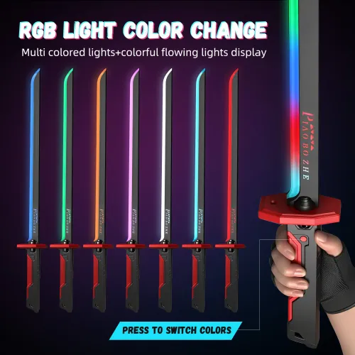 Laser Sword with Spray Sparks Smoke Multi-Color Changing LED Lights Sci-Fi Extendable Toy
