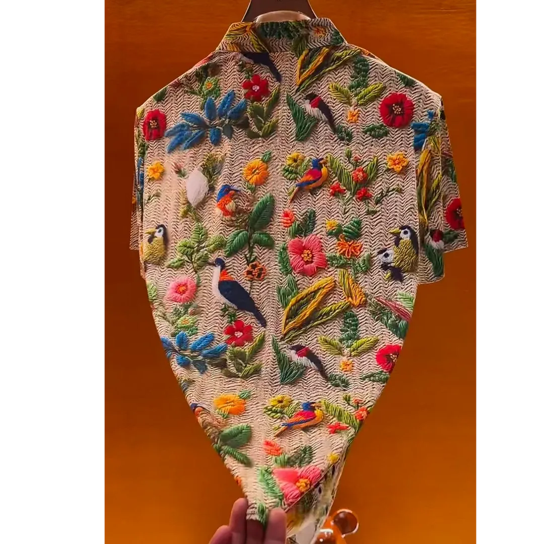 Men's Floral Ice Silk Shirt