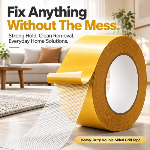 2pcs Heavy-Duty Double-SidedGrid Tape - Strong Hold, EasyTear & Clean Removal