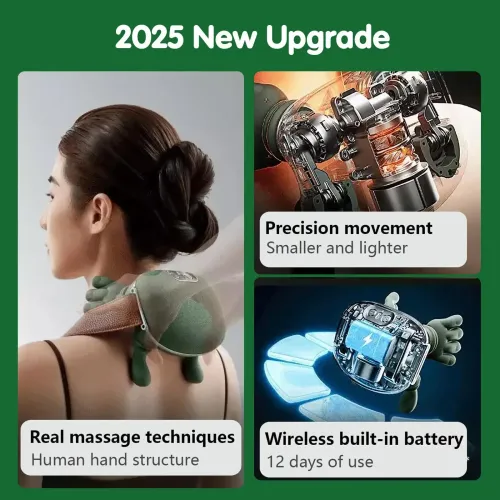 Wireless Neck Shoulder Massager, Bionic Hands Deep Tissue Massage, Portable Electric Kneading Shiatsu Back Massager for Muscle