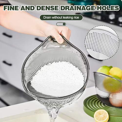 A multi-functional rice-washing bowl and draining scoop