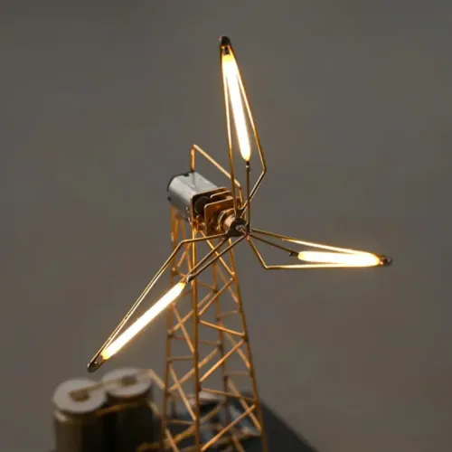 DIY Craft Kits Mechanical Art Nightlight for Adults Anti Glare Windmill Rotating Desk Lamp for Bedside Dorm Room Women Gift