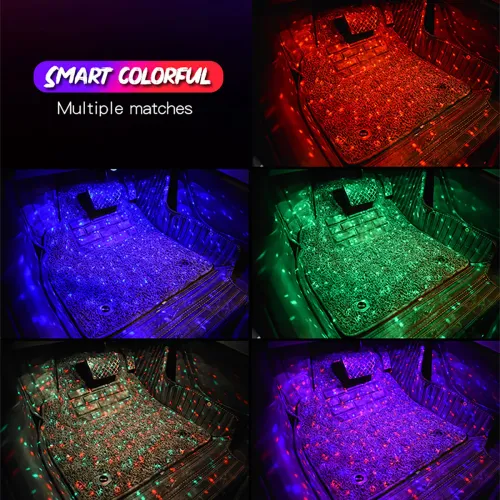 4x Car USB RGB Roof Ceiling Footwell Interior Atmosphere Neon Accent Lighting