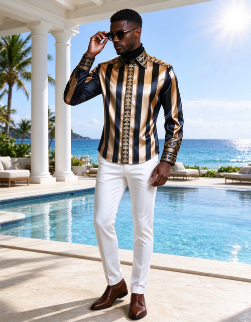 Flip collar slim fit button printed shirt