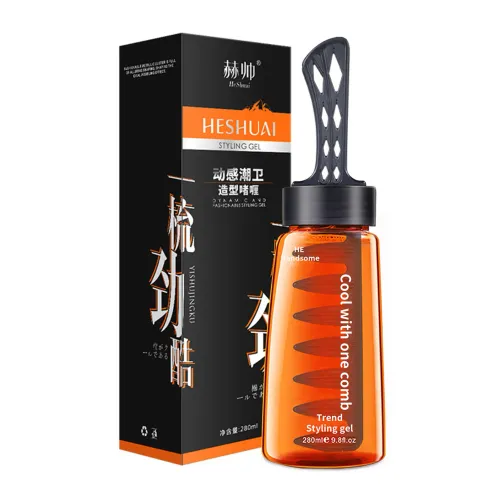 280ml Men's Oil Head Styling Gel With Comb Moisturizing, Non-greasy, Non-sticky Hair Styling Cream